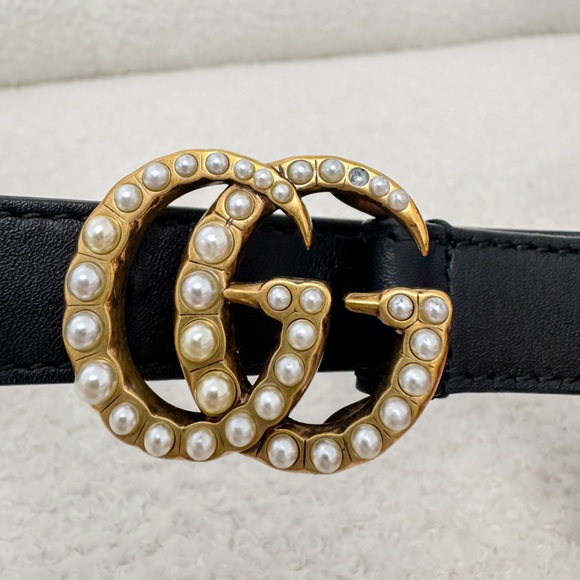 Gucci GG Marmont Thin Belt with Pearls - Picture 2 of 4